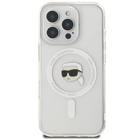 Karl Lagerfeld IML Metal Karl Head MagSafe - Etui iPhone 16 Pro (biały) (KLHMP16LHLSKIH)