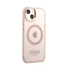 Guess Gold Outline Translucent MagSafe - Etui iPhone 13 (różowy) (GUHMP13MHTCMP)