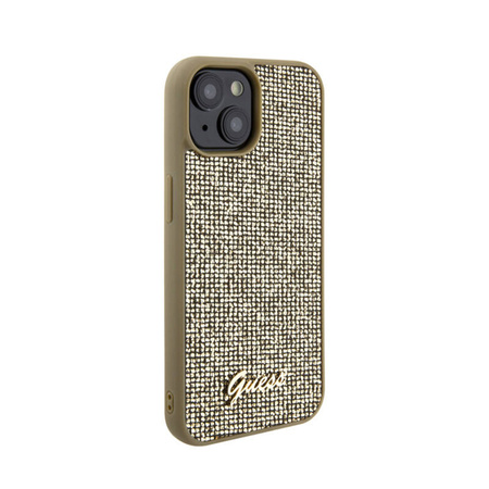 Guess Disco Metal Script - Etui iPhone 15 (złoty) (GUHCP15SPMSDGSD)