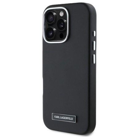Karl Lagerfeld FW Metal Plate MagSafe - Etui iPhone 16 Pro Max (czarny) (KLHMP16XPGMSRPK)