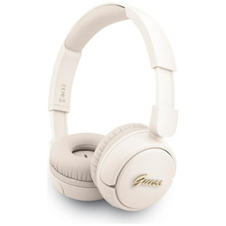 Guess Metal Logo Script - Bezprzewodowe słuchawki nauszne Bluetooth V5.3 (beżowy) (GUBHV6SCE)