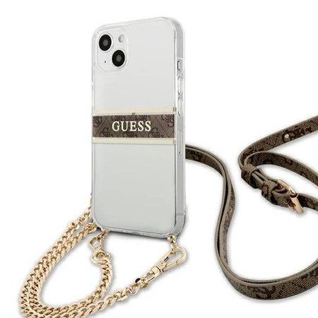 Guess 4G Gold Stripe Crossbody - Etui iPhone 13 mini (GUHCP13SKC4GBGO)