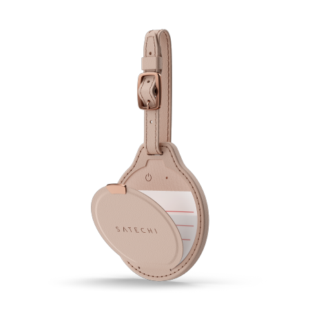 Satechi FindAll Luggage Tag - zawieszka do bagażu ze skóry wegańskiej z lokalizatorem kompatybilna z Apple Find My (desert rose) (ST-LFALTR)