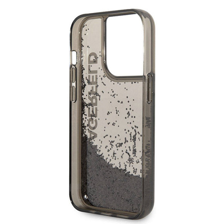 Karl Lagerfeld Liquid Glitter Translucent Elongated Logo Case – Etui iPhone 14 Pro (czarny) (KLHCP14LLCKVK)