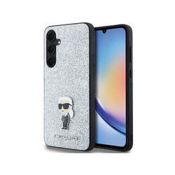 Karl Lagerfeld Fixed Glitter Ikonik Logo Metal Pin - Etui Samsung Galaxy A35 5G (srebrny) (KLHCSA35GCNPSG)