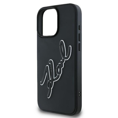 Karl Lagerfeld 3D Rubber Bicolor Signature - Etui iPhone 16 Pro (czarny) (KLHCP16L3DRKSDLK)