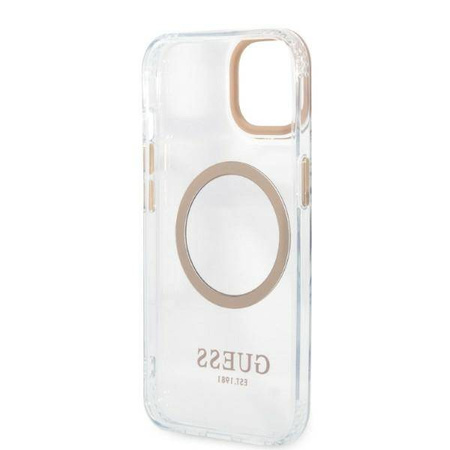 Guess Metal Outline Magsafe - Etui iPhone 13 (przezroczysty / złoty) (GUHMP13MHTRMD)