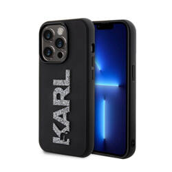 Karl Lagerfeld 3D Rubber Glitter Logo - Etui iPhone 15 Pro (czarny) (KLHCP15L3DMBKCK)