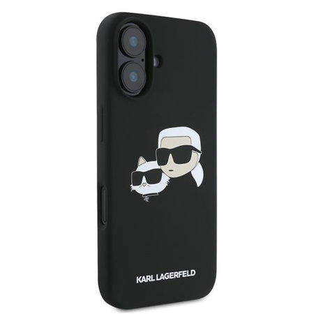 Karl Lagerfeld Silicone Double Heads Print MagSafe - Etui iPhone 16 Plus (czarny) (KLHMP16MSKCHPPLK)