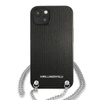 Karl Lagerfeld Leather Textured and Chain - Etui iPhone 13 (czarny) (KLHCP13MPMK)