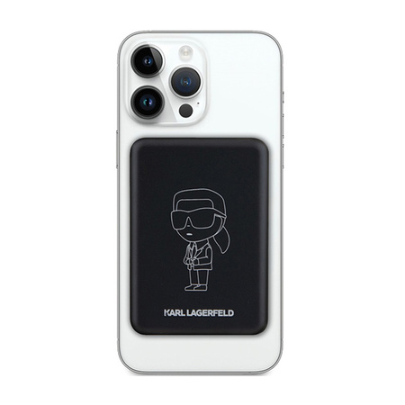Karl Lagerfeld NFT Outline Ikonik MagSafe - Power Bank indukcyjny 5000 mAh 15W MagSafe (czarny) (KLPBM5KIOTTGK)