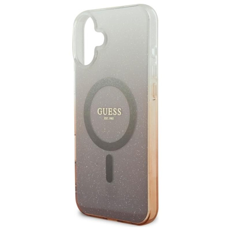Guess IML Glitter Gradient MagSafe - Etui iPhone 16 (brązowy) (GUHMP16SHGRCELW)