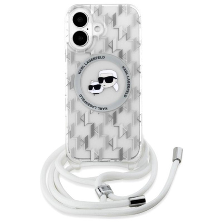 Karl Lagerfeld IML Crossbody Monogram Karl & Choupette Head MagSafe - Etui iPhone 16 (przezroczysty) (KLHMP16SHCKCKLCT)