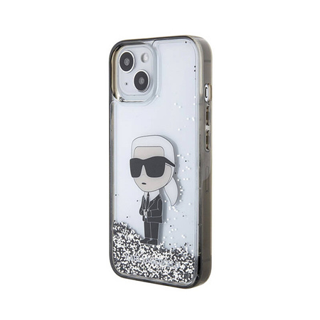 Karl Lagerfeld Liquid Glitter Ikonik - Etui iPhone 15 (przezroczysty) (KLHCP15SLKKNSK)