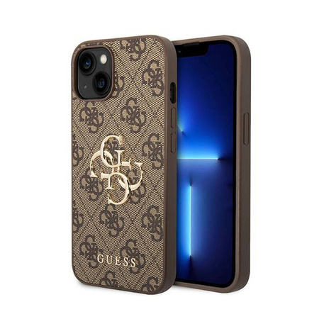 Guess 4G Big Metal Logo - Etui iPhone 15 / 14 / 13 (brązowy) (GUHCP15S4GMGBR)