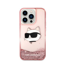 Karl Lagerfeld Liquid Glitter NFT Choupette Head - Etui iPhone 14 Pro (różowy) (KLHCP14LLNCHCP)