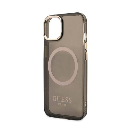 Guess Gold Outline Translucent MagSafe - Etui iPhone 13 (czarny) (GUHMP13MHTCMK)