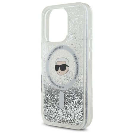 Karl Lagerfeld Liquid Glitter Karl Head MagSafe - Etui iPhone 16 Pro (przezroczysty) (KLHMP16LLGKISGH)