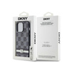 DKNY Leather Checkered Mono Pattern & Printed Stripes - Etui iPhone 14 Pro (czarny) (DKHCP14LPCPTSSK)