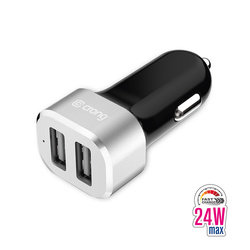 Crong Power Car Charger 24W - Ładowarka samochodowa 2xUSB 2.4A (aluminium) (CRG-PWRC-USB24-ALU)