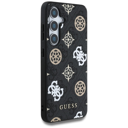 Guess 4G Printed Colored Peony Pattern MagSafe - Etui do Samsung Galaxy S25 (czarny) (GUHMS25SP4PWPK)