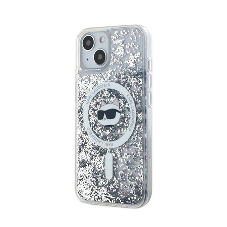 Karl Lagerfeld Liquid Glitter Choupette Head MagSafe - Etui iPhone 15 Plus / 14 Plus (przezroczysty) (KLHMP15MLGCHSGH)