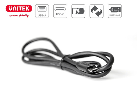 Unitek przewód USB-C / USB-A 3.1 5Gbps do ładowania i synchronizacji - czarny (Y-C474BK)