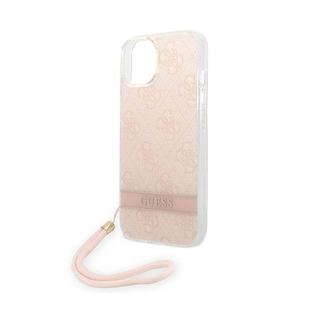 Guess 4G Print Cord - Etui ze smyczką iPhone 14 Plus (różowy) (GUOHCP14MH4STP)