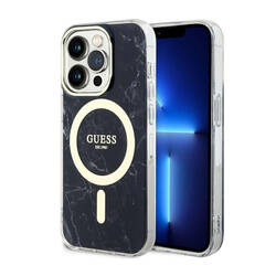 Guess Marble MagSafe - Etui iPhone 14 Pro (Czarny) (GUHMP14LPCUMAK)