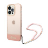 Guess Translucent Pearl Strap - Etui iPhone 14 Pro (różowy) (GUHCP14LHGCOHP)