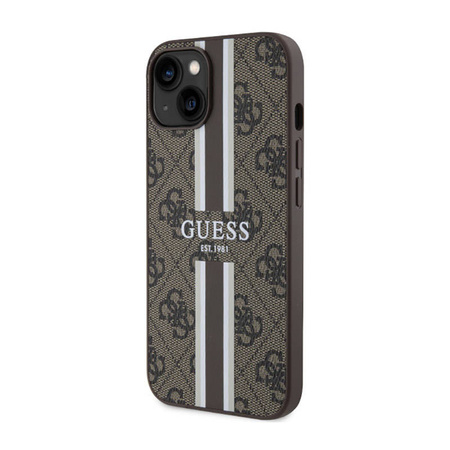 Guess 4G Printed Stripes MagSafe - Etui iPhone 14 (Brązowy) (GUHMP14SP4RPSW)