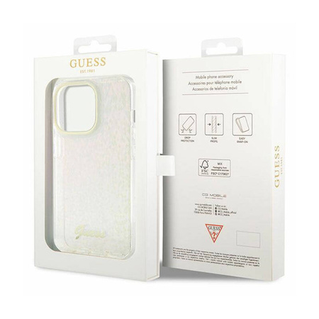 Guess IML Faceted Mirror Disco Iridescent - Etui iPhone 15 Pro Max (różowy) (GUHCP15XHDECMP)