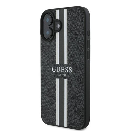 Guess 4G Printed Stripes MagSafe - Etui iPhone 16 Plus (czarny) (GUHMP16MP4RPSK)