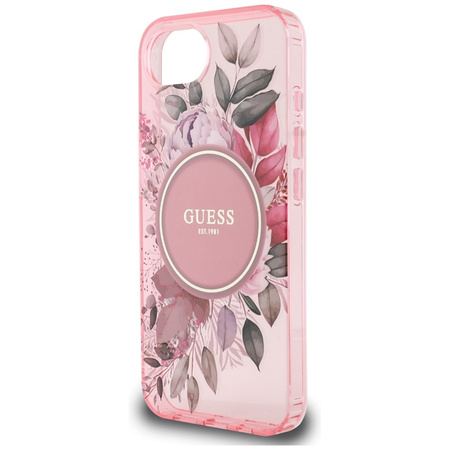 Guess IML Flowers MagSafe - Etui do iPhone 16e (różowy) (GUHMPSE4HFWBRCEP)