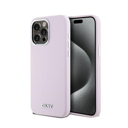DKNY Liquid Silicone Small Metal Logo MagSafe - Etui iPhone 14 Pro Max (różowy) (DKHMP14XSMCHLP)