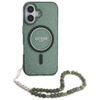 Guess IML Glitter With Pearl Strap MagSafe - Etui iPhone 16 Plus (zielony) (GUHMP16MHGCRELSA)
