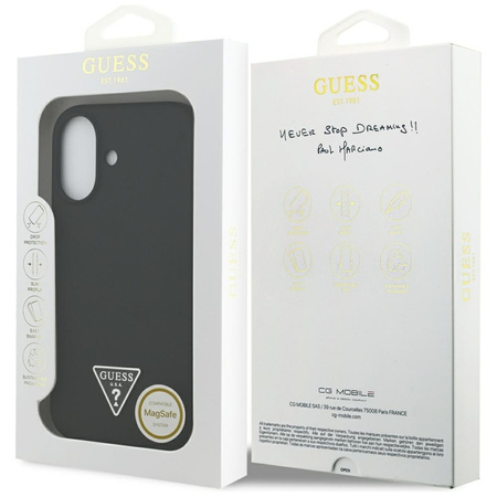 Guess Silicone Triangle Logo MagSafe - Etui iPhone 17 (czarny) (GUHMP17SSCTRLMK)
