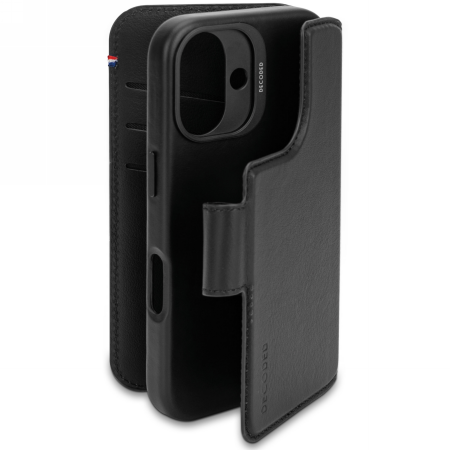 Decoded Leather Detachable Wallet - skórzana obudowa ochronna do iPhone 16 kompatybilna z MagSafe (black) (D25IPO16DW5BK)