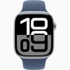 Apple Watch Series 10 GPS + Cellular 46mm Koperta z aluminium w kolorze srebrnym, pasek sportowy w kolorze denim - S/M (MWY03ET/A)