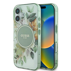 Guess IML Flower & Tonal Circle MagSafe - Etui iPhone 16 Plus (zielony) (GUHMP16MHFWBDCEN)