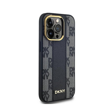 DKNY Leather Checkered Mono Pattern MagSafe - Etui iPhone 14 Pro Max (czarny) (DKHMP14XPCPVSLK)