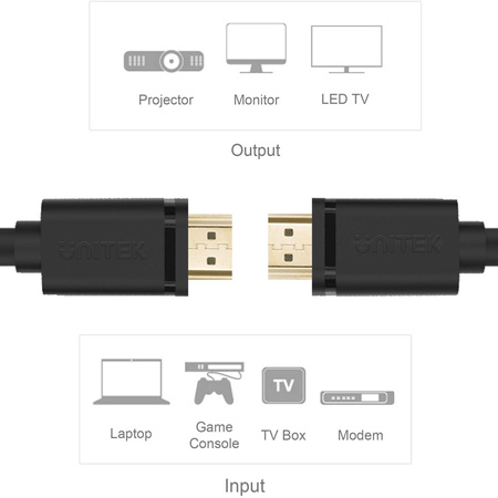 Unitek Kabel Przewód BASIC HDMI 2.0 gold 3m (Y-C139)