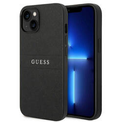 Guess Saffiano Metal Logo Stripes - Etui iPhone 14 Plus (czarny) (GUHCP14MPSASBBK)