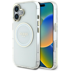Guess IML Metal Colored Circle Classic Logo MagSafe - Etui do iPhone 16 (biały) (GUHMP16SHTDRCEDH)