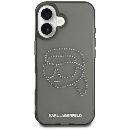 Karl Lagerfeld IML Rhinestones Karl Head - Etui do iPhone 16 (czarny) (KLHCP16SHKHDCELK)
