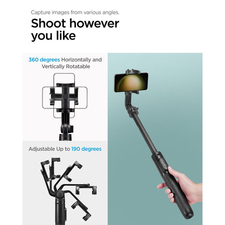 Spigen S560W Bluetooth Selfie Stick Tripod - Statyw na smartfon / uchwyt selfie stick (Czarny) (AMP05813)