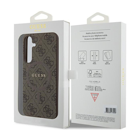 Guess 4G Collection Leather Metal Logo MagSafe - Etui Samsung Galaxy S24+ (brązowy) (GUHMS24MG4GFRW)