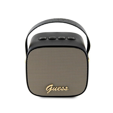 Guess Mini Bluetooth Speaker 4G Leather Script Logo with Strap - Głośnik Bluetooth V5.3 (czarny) (GUWSB2P4SMK)