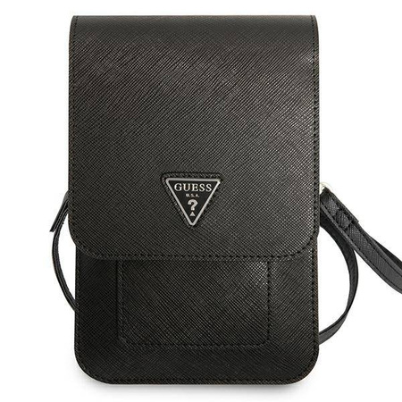 Guess Wallet Saffiano Triangle Logo Phone Bag – Torba na smartfona i akcesoria (Black) (GUWBSATMBK)