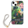 Guess Flower Cord - Etui ze smyczką iPhone 13 mini (Blue) (GUHCP13SHFLSB)